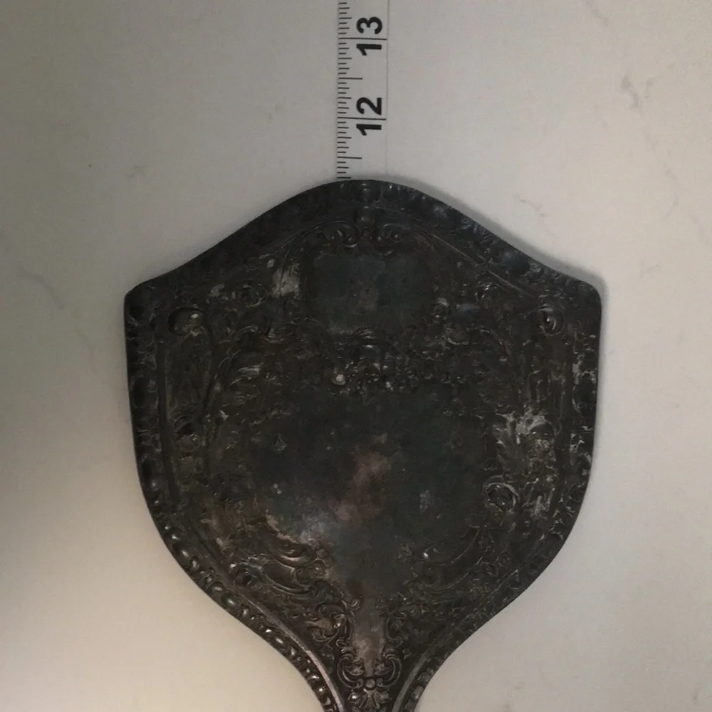 Vintage Sterling Silver & Glass Hand Mirror Antique Vanity Gift